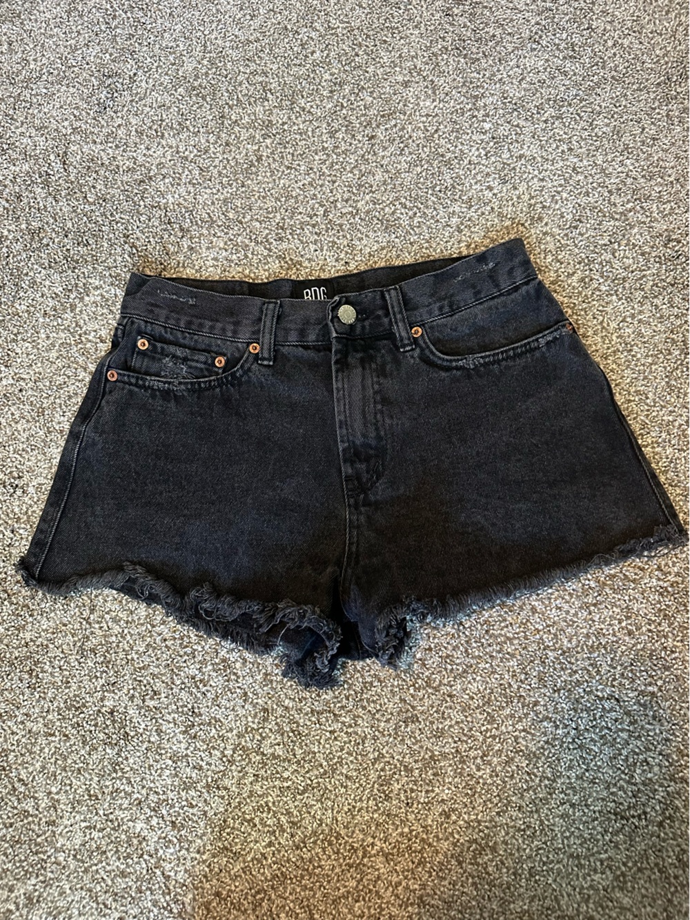 BDG Black Raw Hem High-Rise Denim Shorts - Size 28